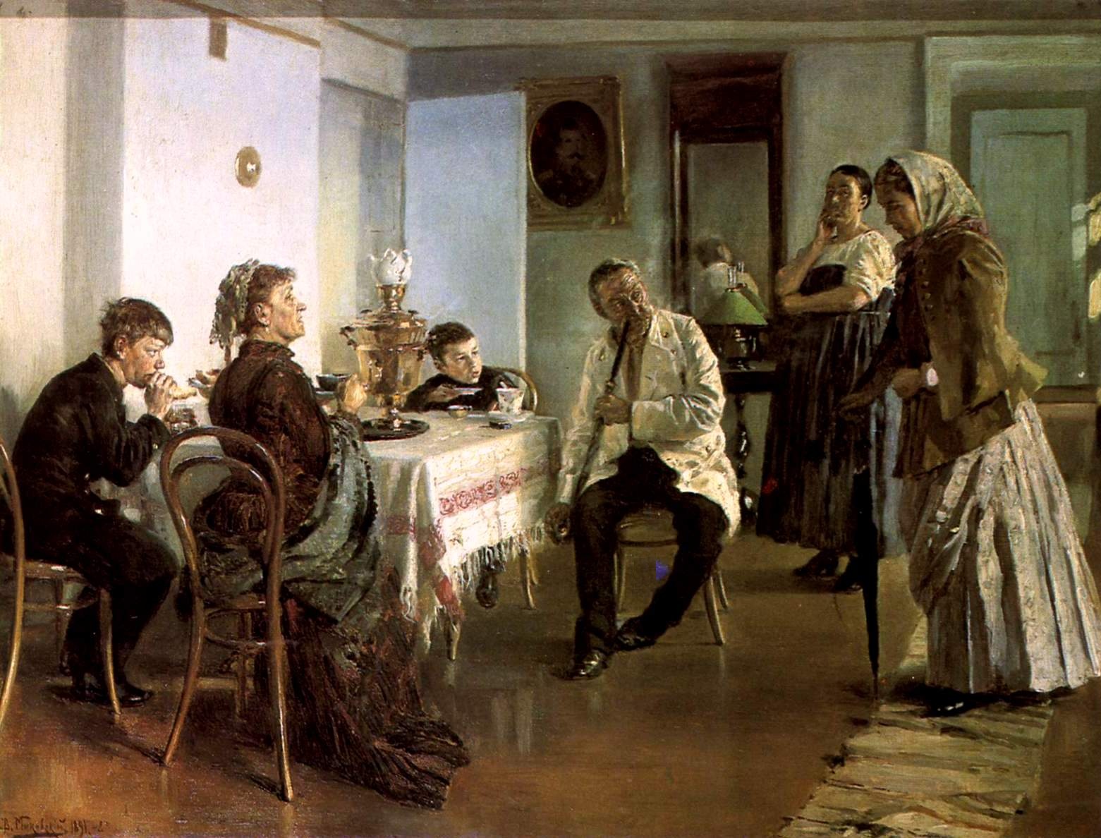 Маковский В.. Наем прислуги. 1891