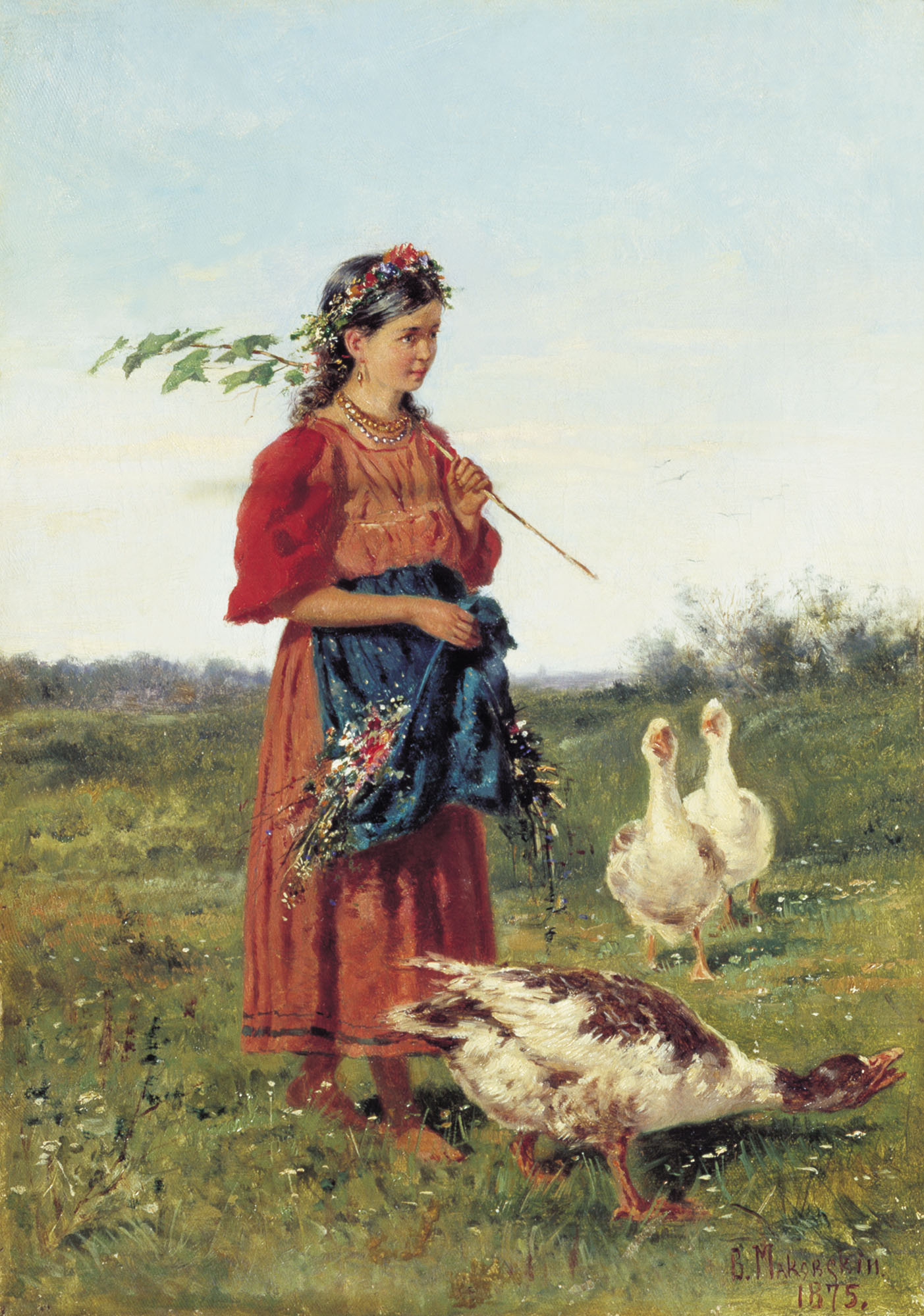 Маковский В.. Девочка с гусями. 1875