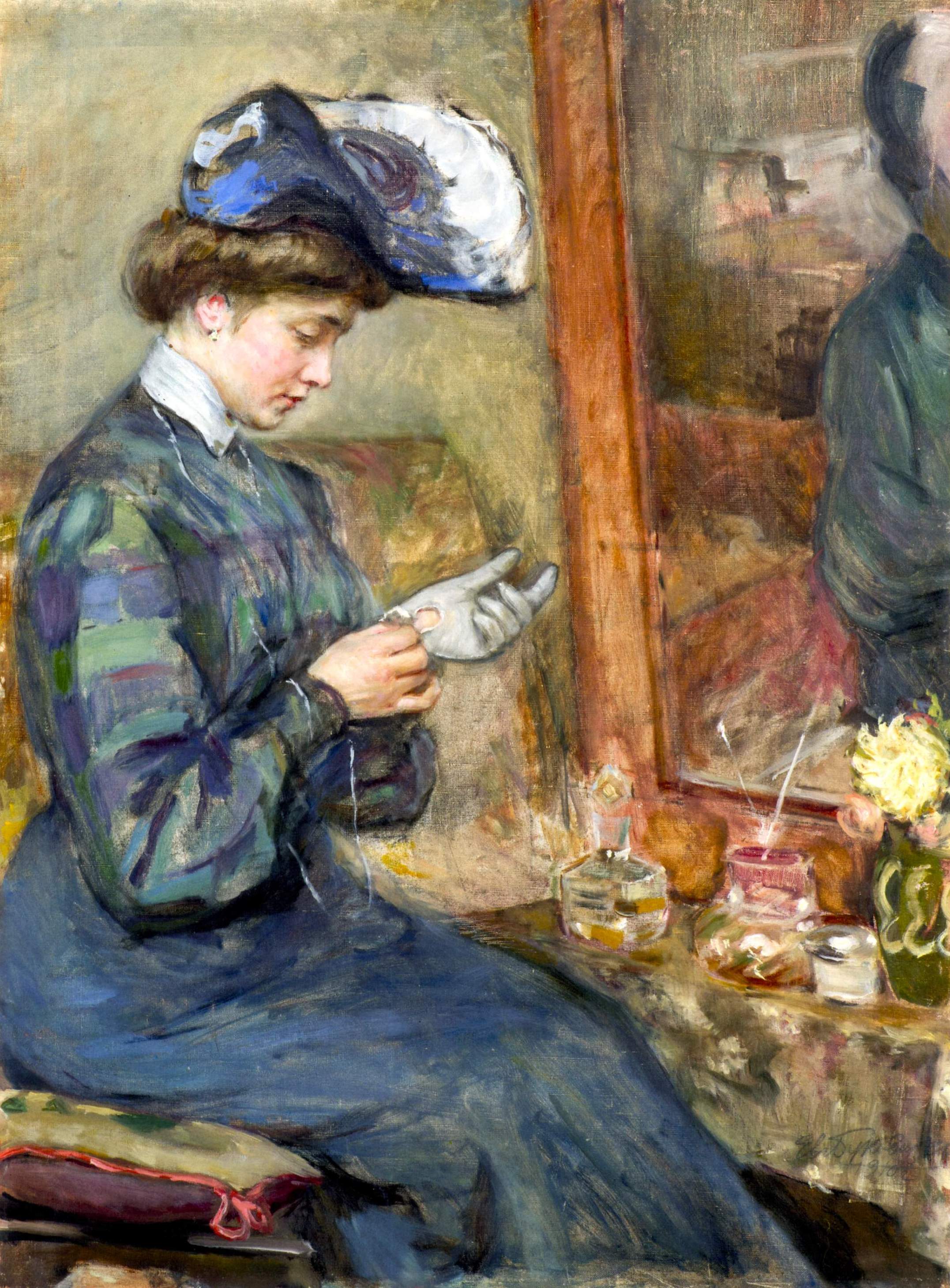 Буковецкий. Женщина с перчаткой у зеркала. 1910