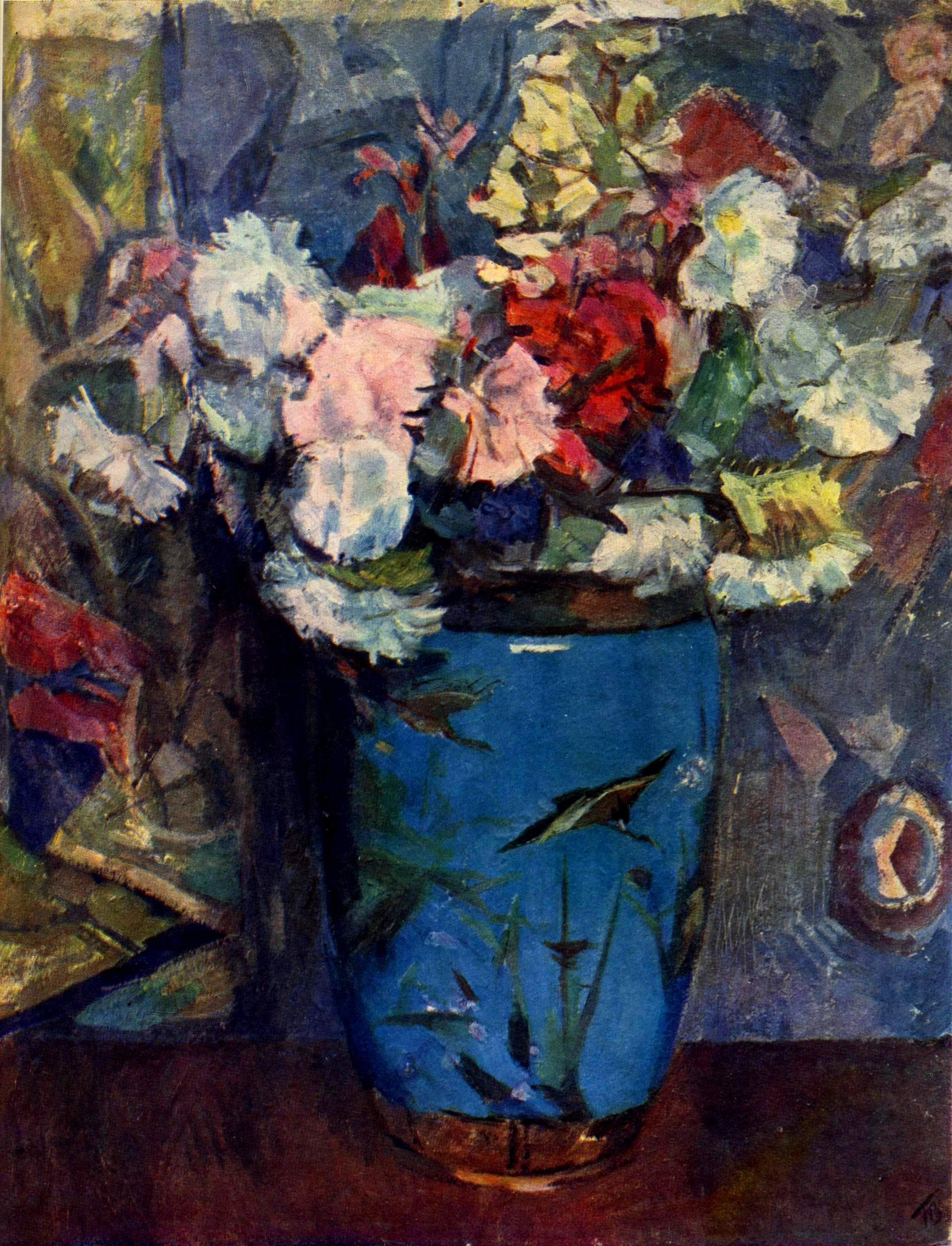 Волокидин. Цветы в синей вазе. 1934