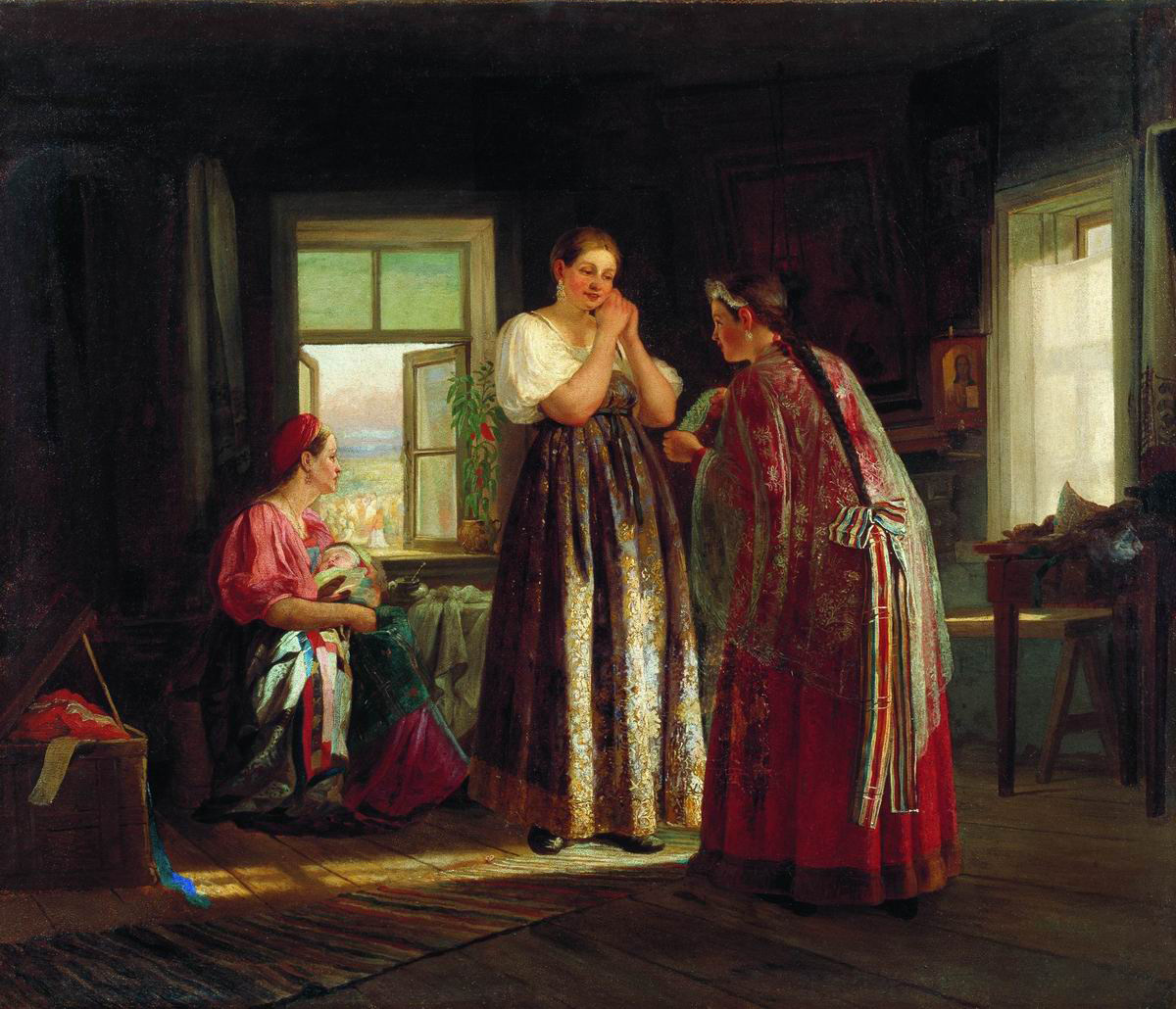 Максимов В.. Сборы на гулянье. 1869