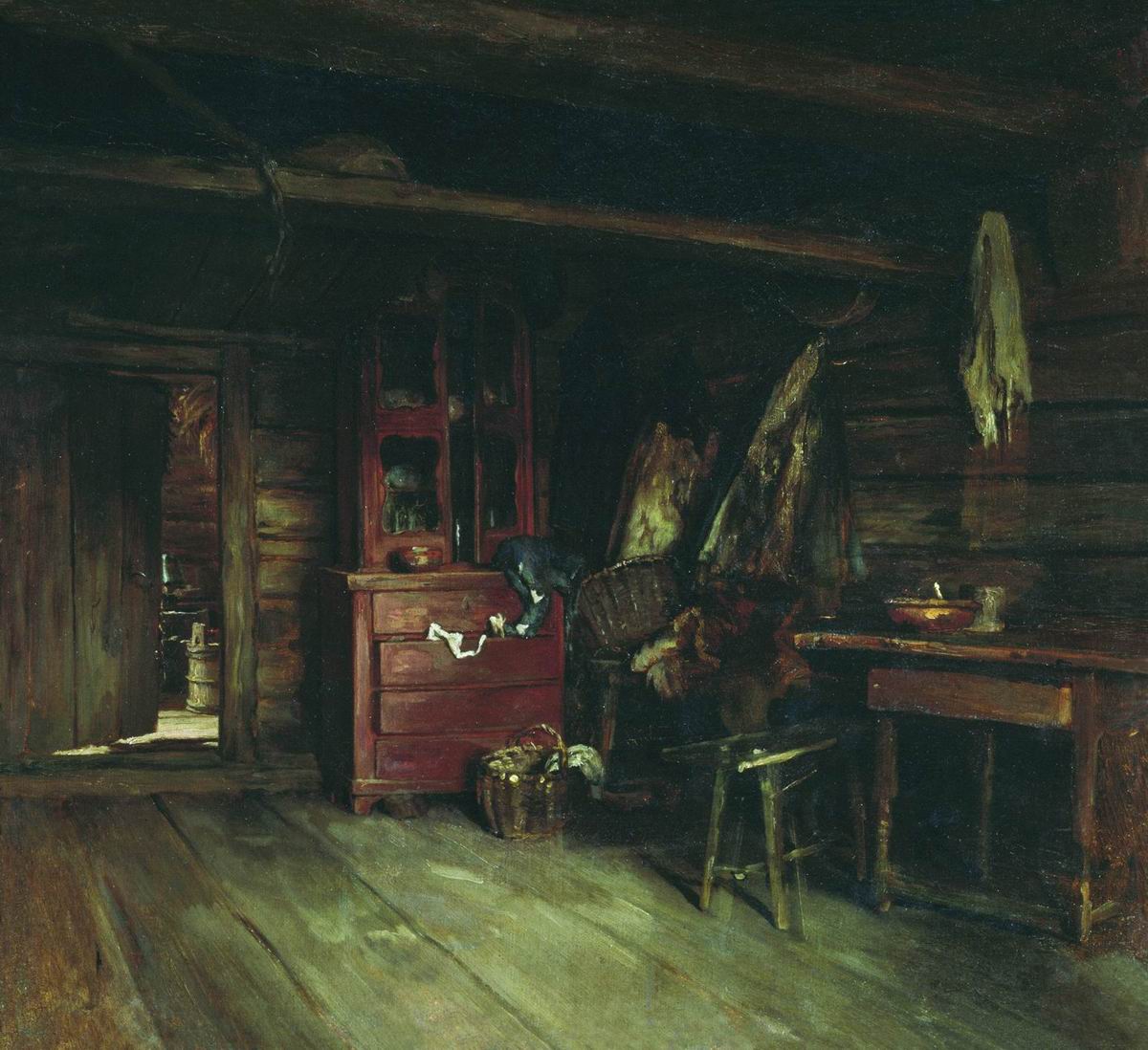 Максимов В.. Внутренний вид избы. 1869