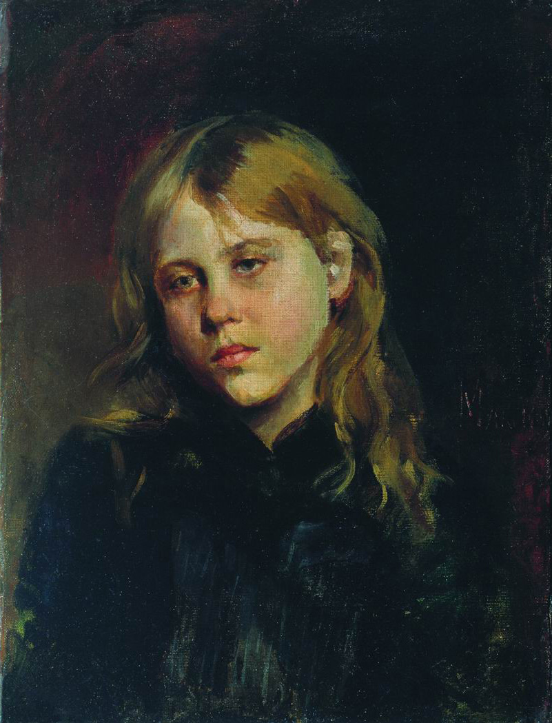 Максимов В.. Портрет задумавшейся девушки. 1880