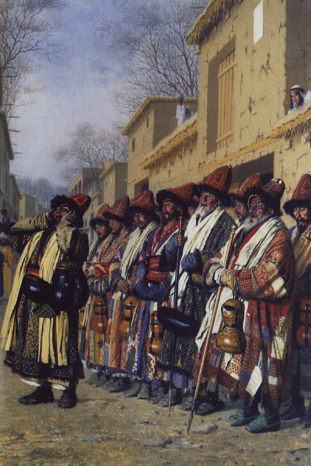Верещагин В.В.. Хор дервишей, просящих милостыню. Ташкент. 1870
