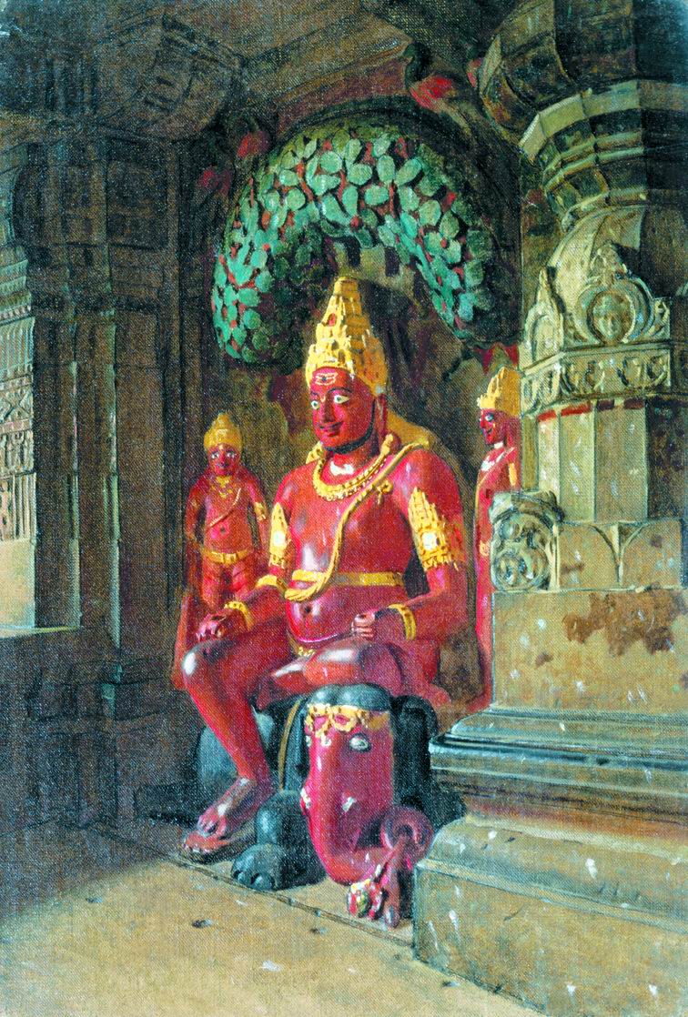 Верещагин В.В.. Статуя Вишну в храме Индры в Эллоре. 1874-1876