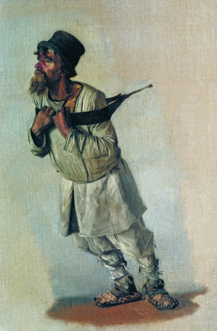 Верещагин В.В.. Бурлак, держащийся руками за лямку. 1866