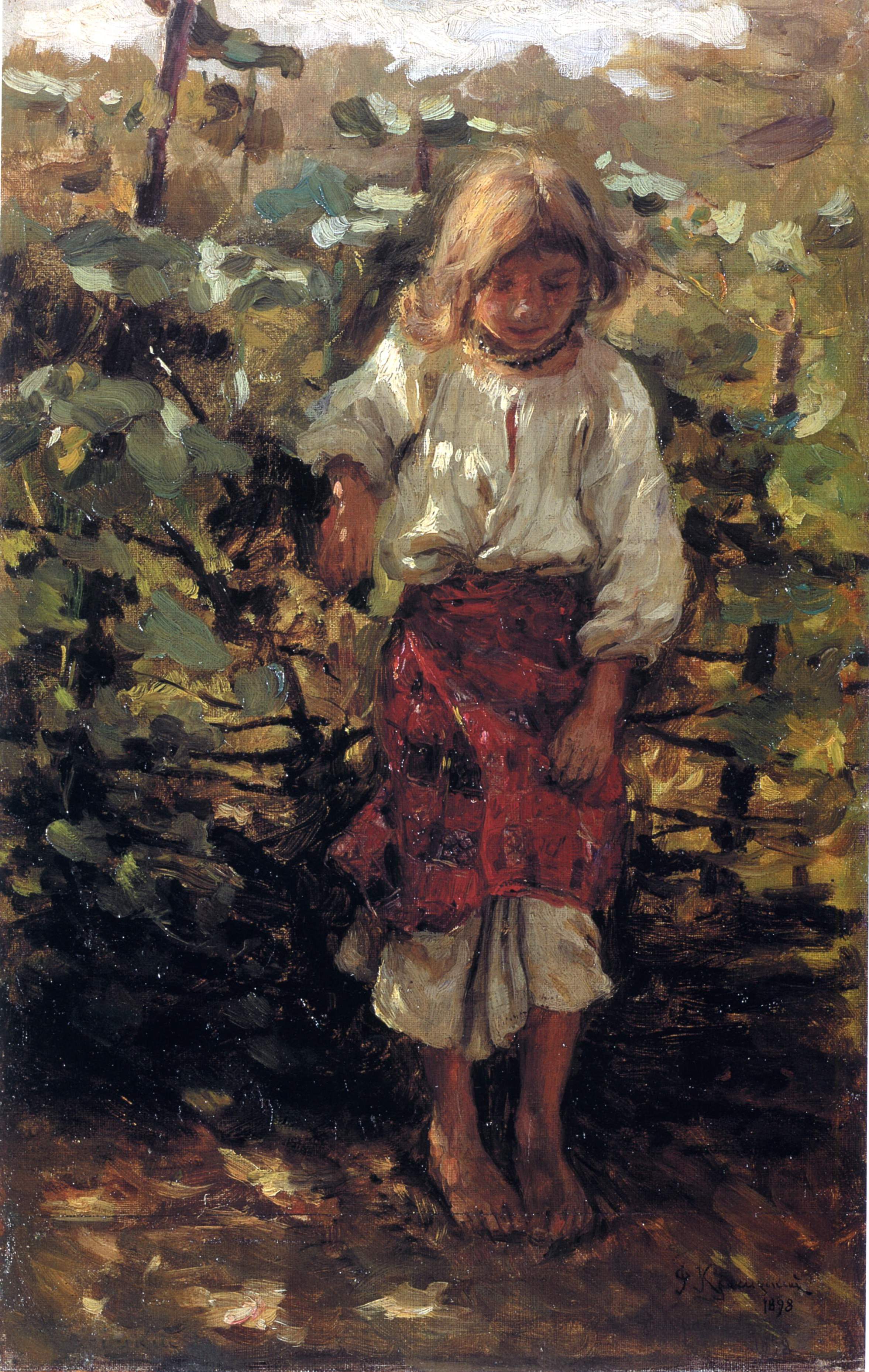 Красицкий. Сельская девочка возле плетня . 1898