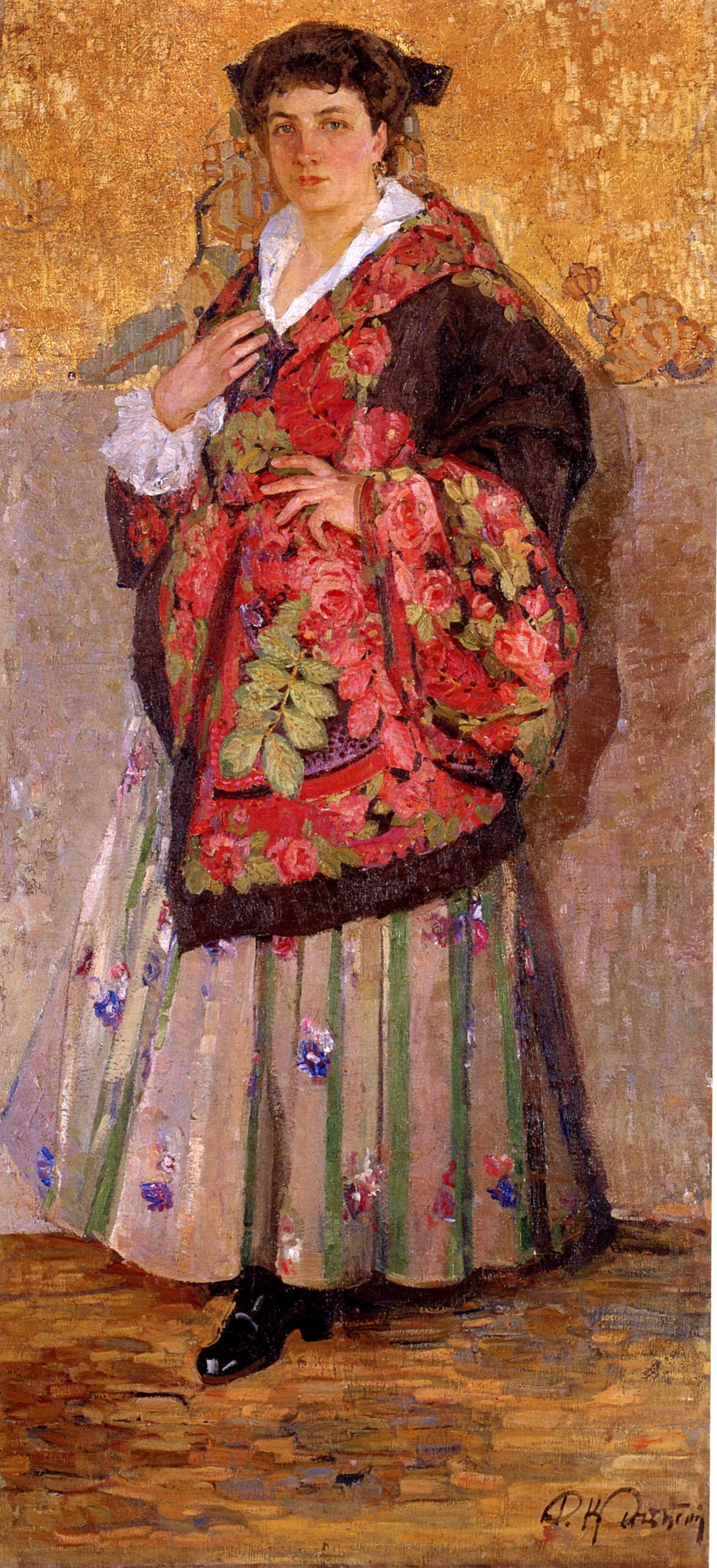 Кричевский Ф.. Портрет Лидии Яковлевны Старицкой на золотом фоне . 1914