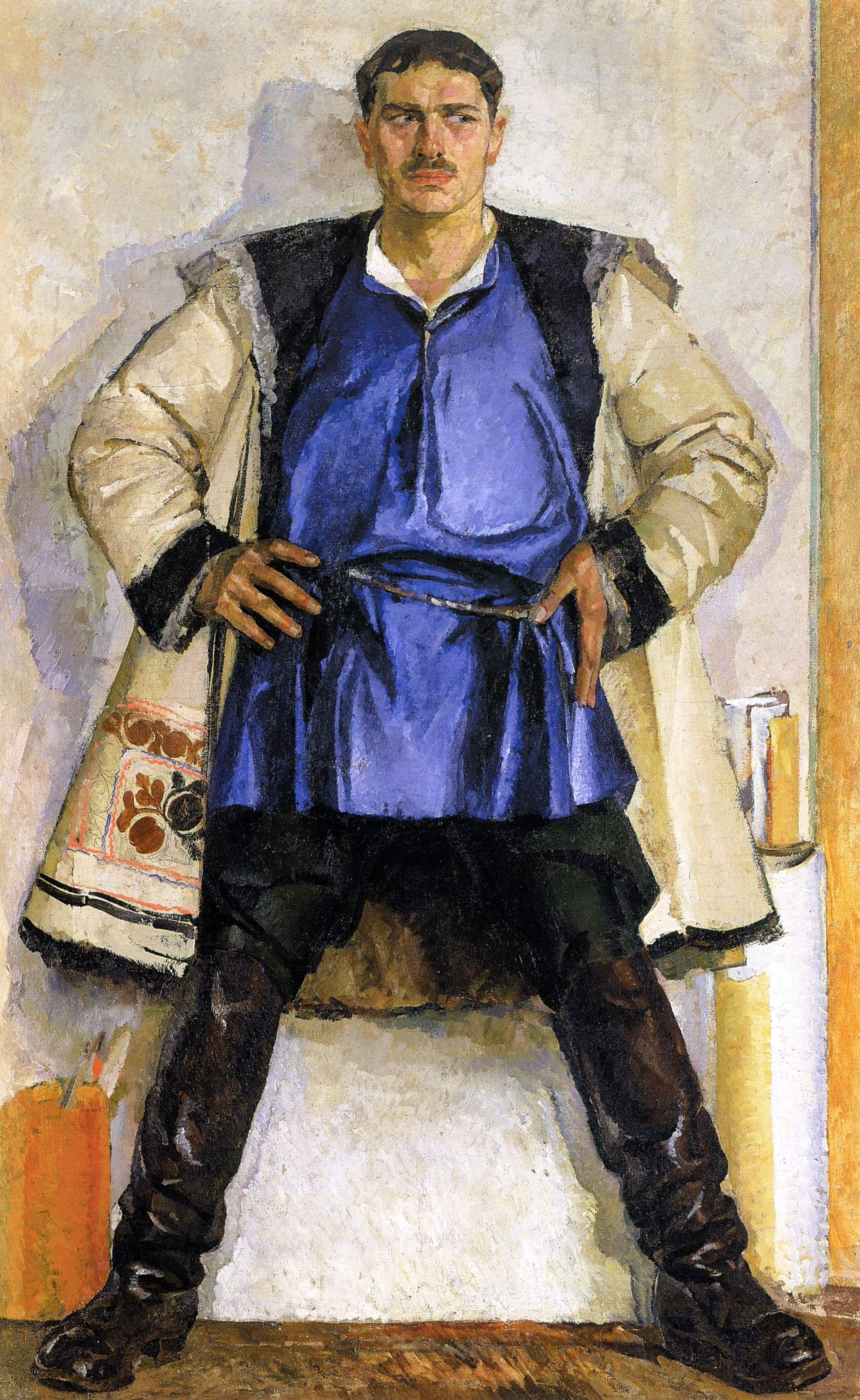 Кричевский Ф.. Автопортрет в белом кожухе . 1926-1932