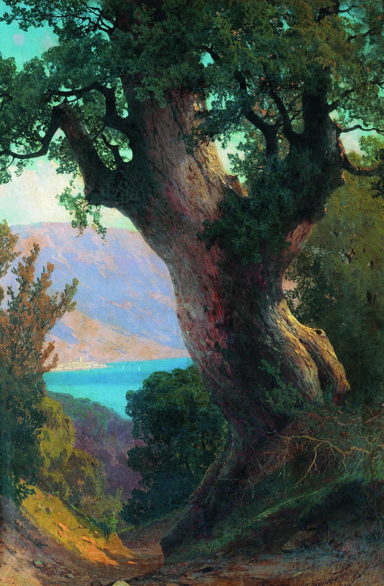 Мещерский. Дерево над обрывом. 1889