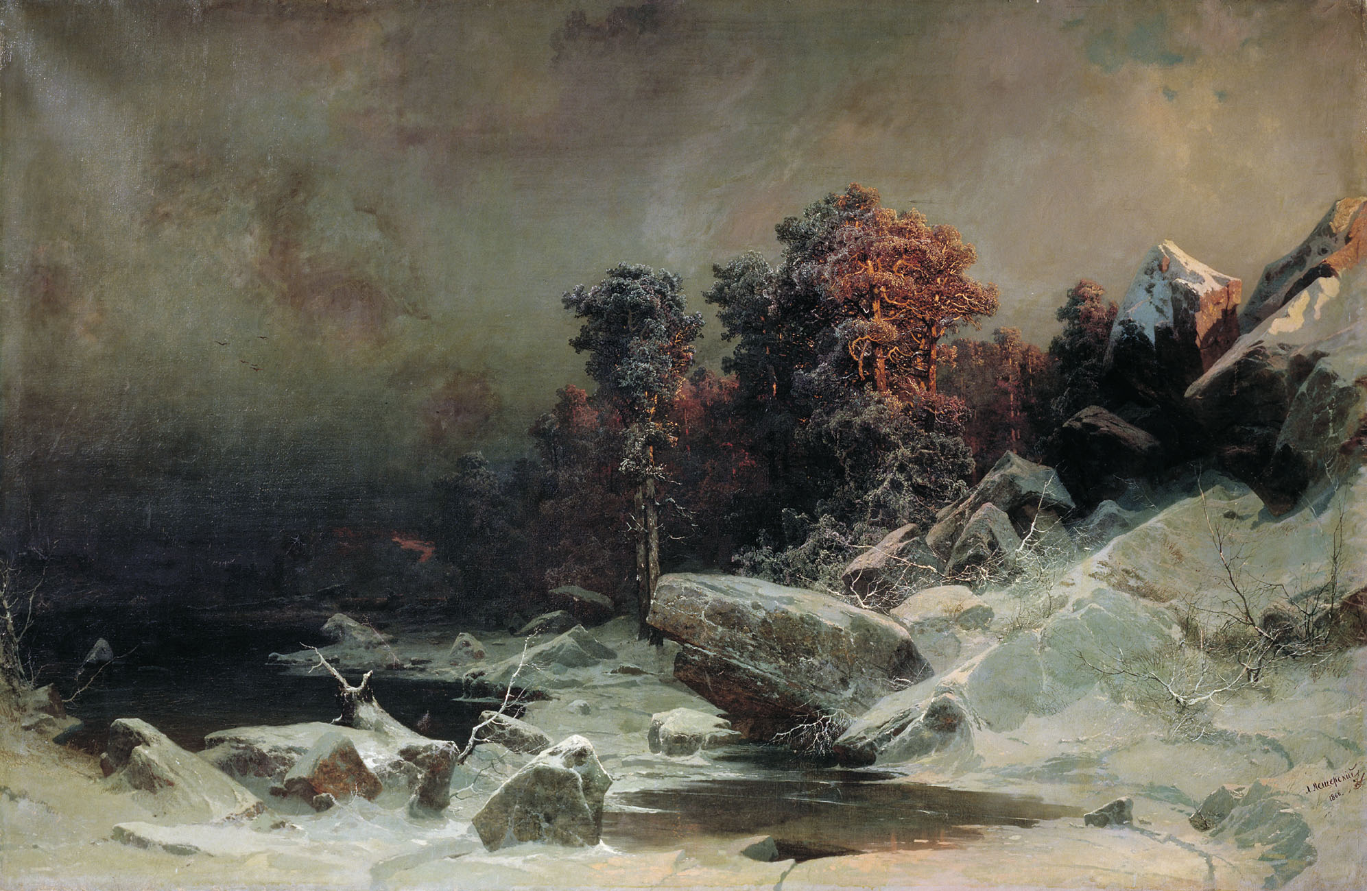 Мещерский. Зимний вечер в Финляндии. 1866