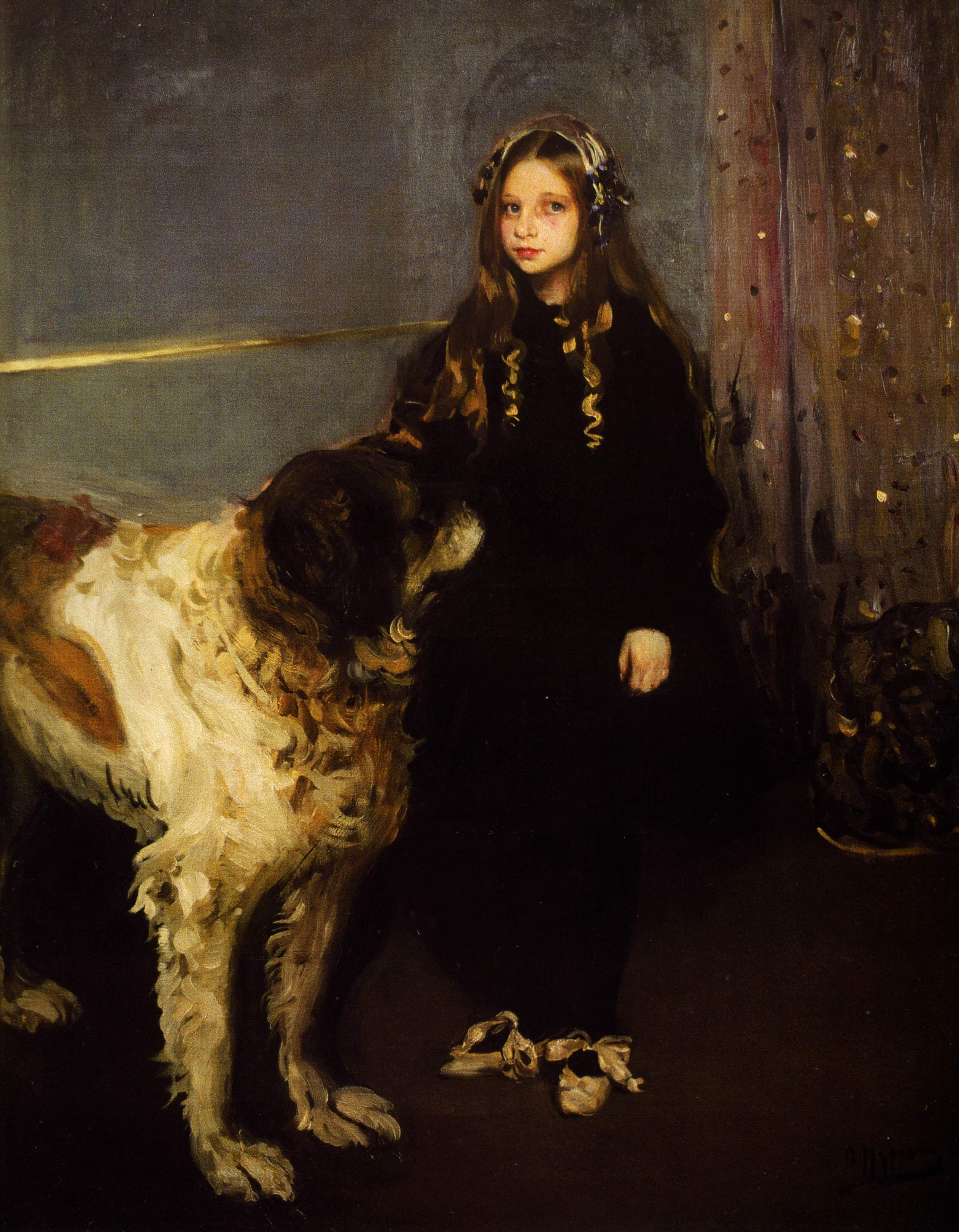Мурашко А.. Девочка с собакой. (Портрет Т. Язевой) . 1903-1904