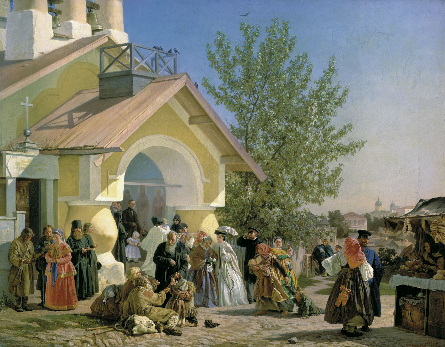 Морозов А.. Выход из церкви в Пскове. 1864