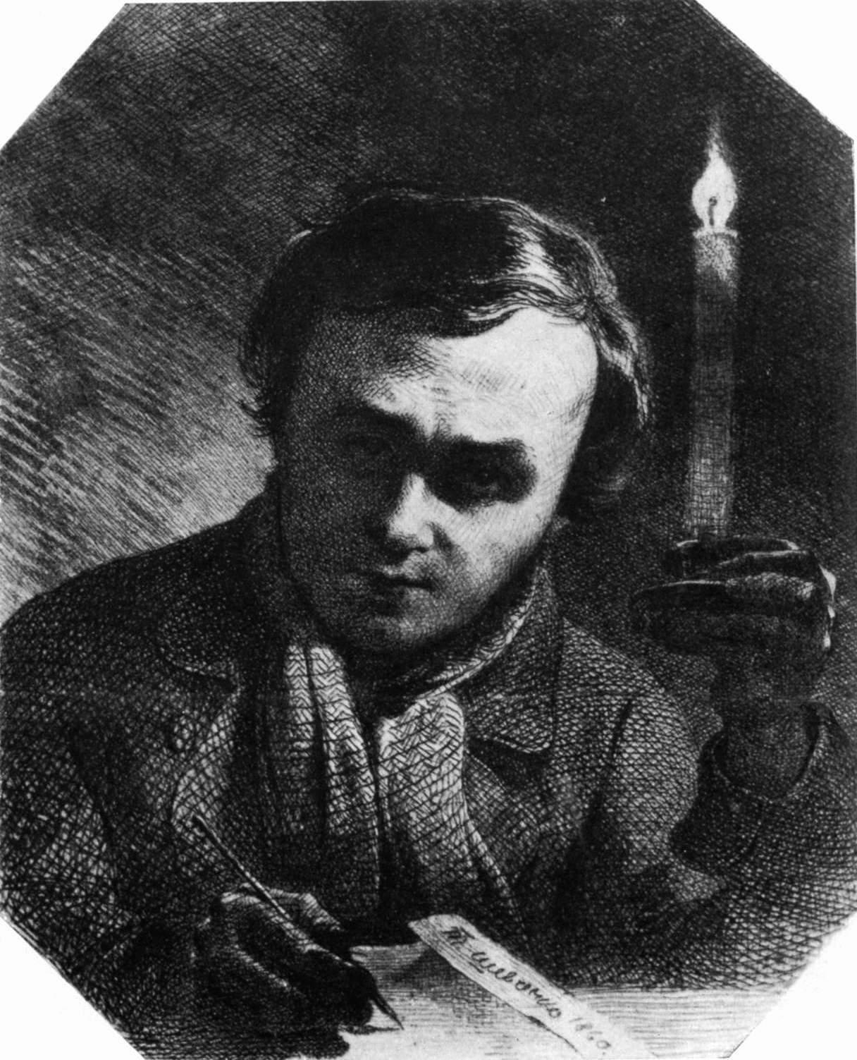 Шевченко Т.. Автопортрет со свечкой. 1860