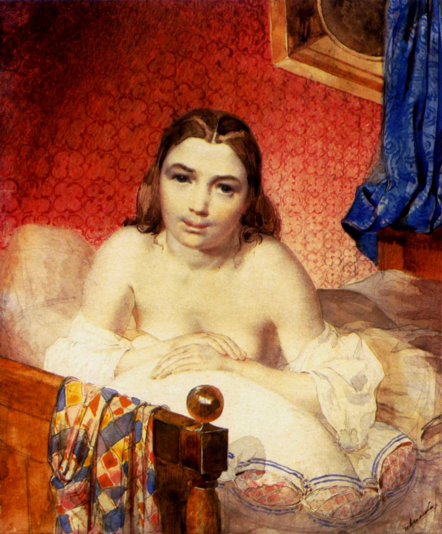 Шевченко Т.. Женщина в кровати. 1839-1840
