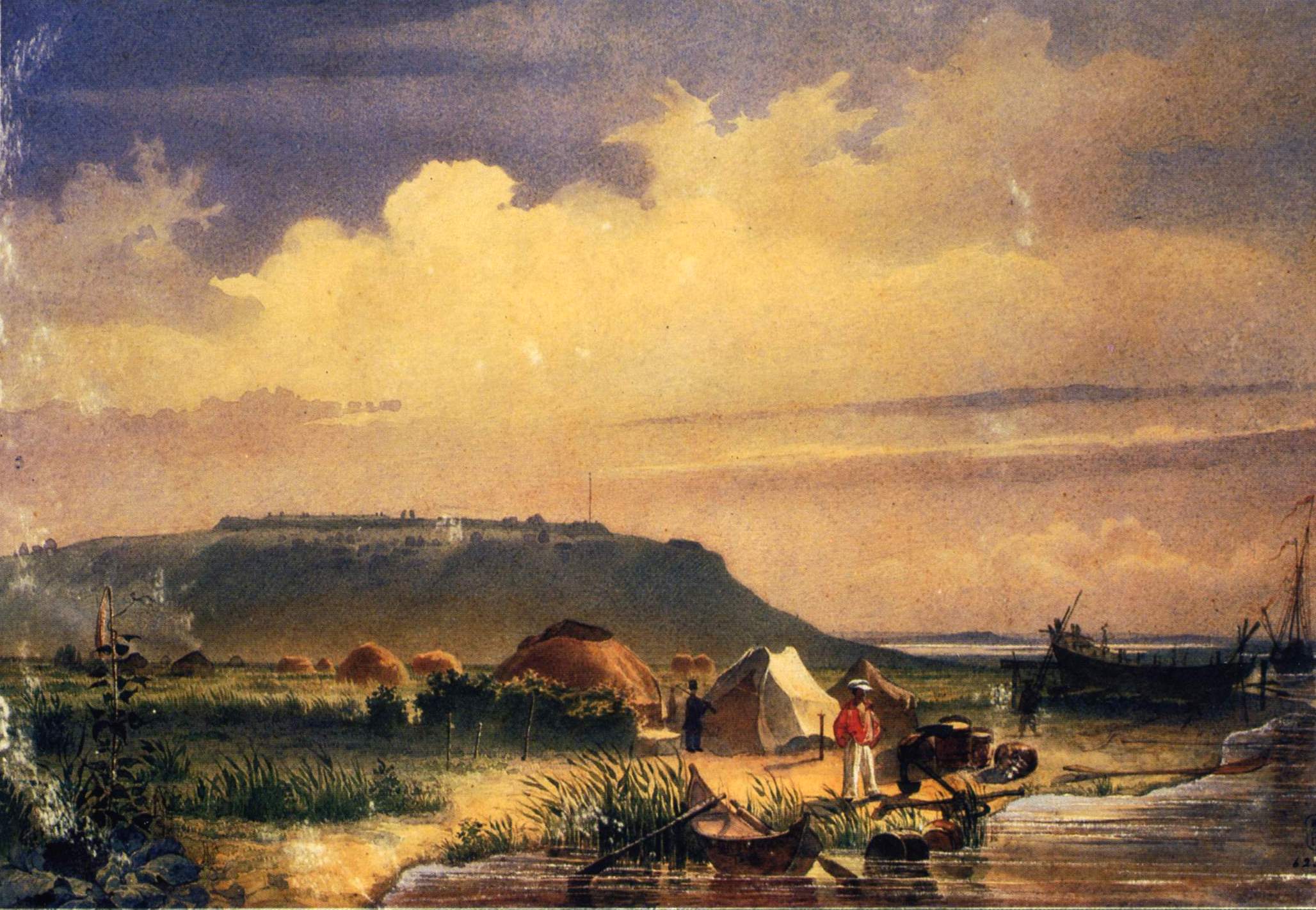 Шевченко Т.. Укрепление Раим. Вид с верфи на Сырдарье. 1848
