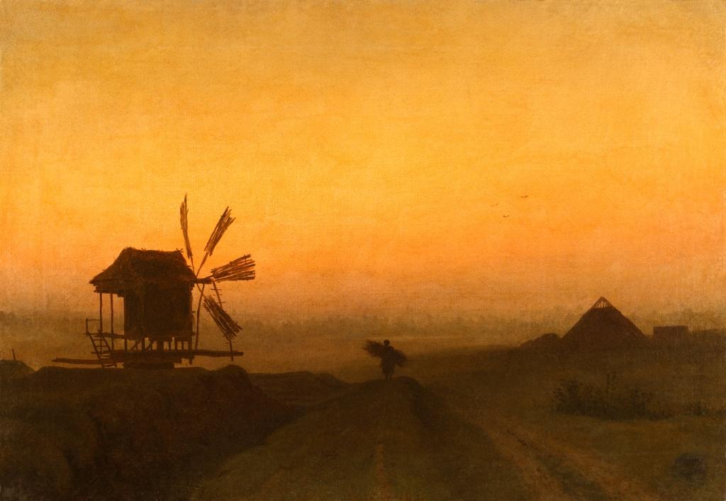 Башилов. Пейзаж с мельницей (Вечер). 1850 