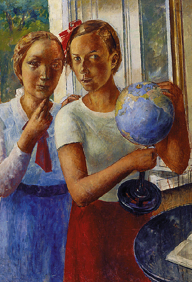 Петров-Водкин. Портрет дочери с глобусом. 1936