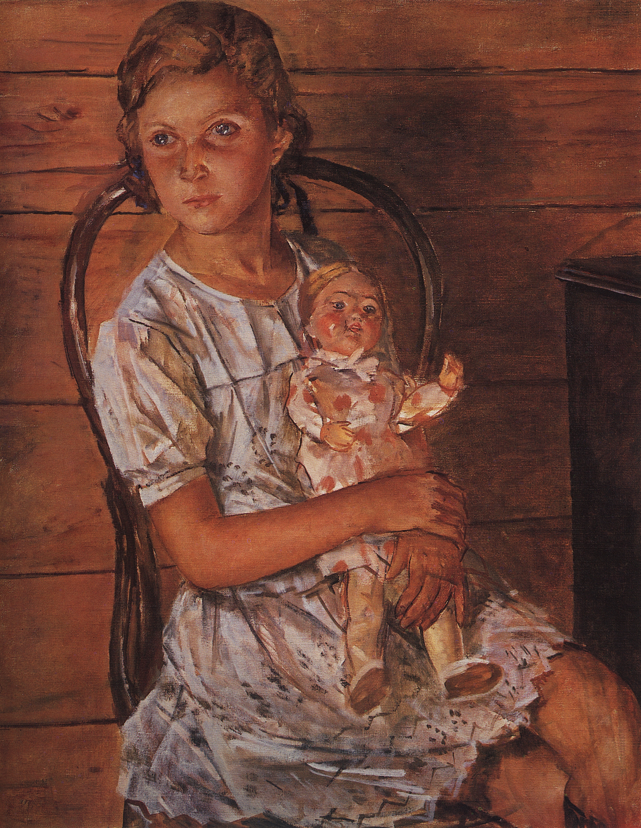 Петров-Водкин. Девочка с куклой. 1937