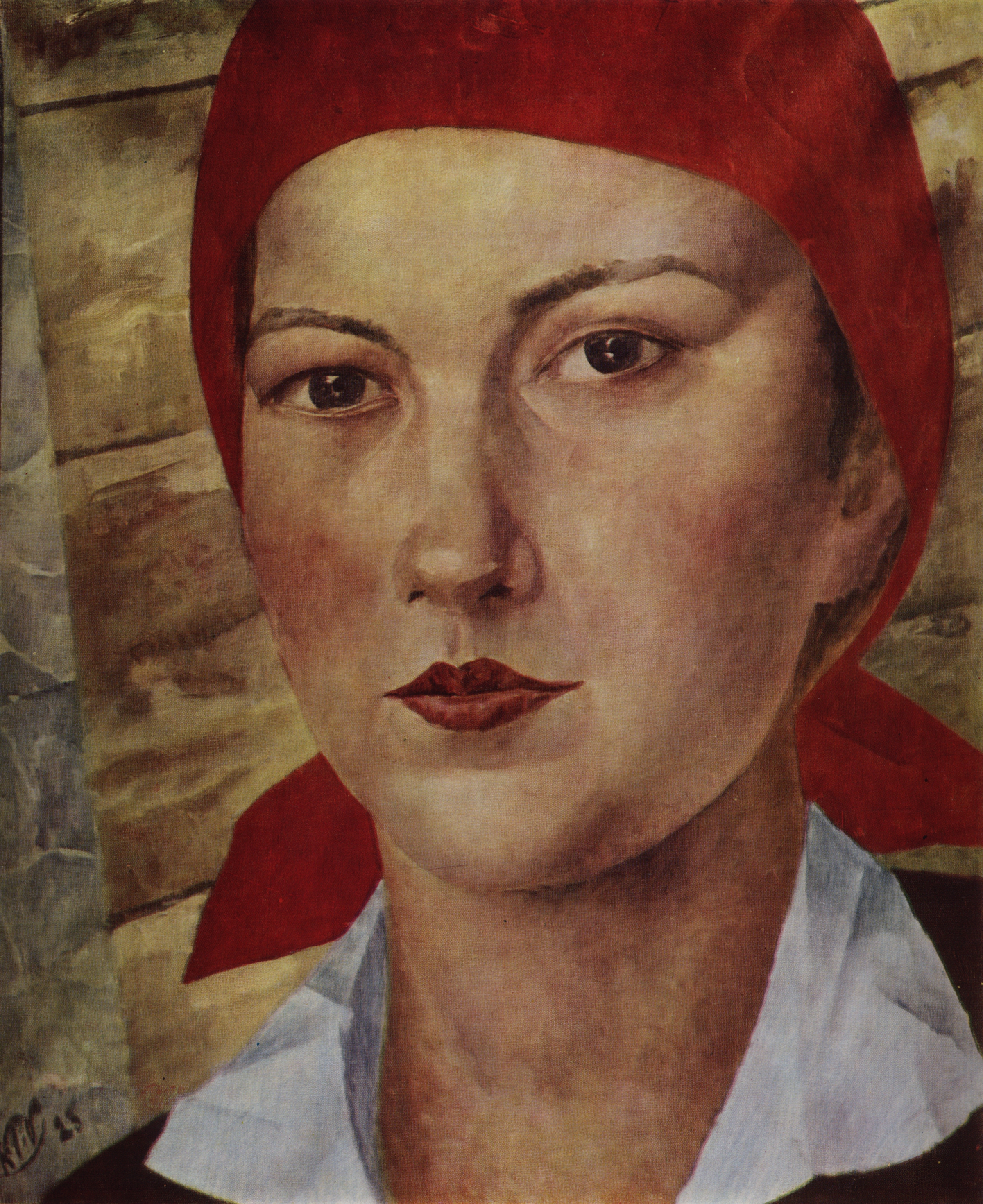 Петров-Водкин. Девушка в красном платке (Работница). 1925