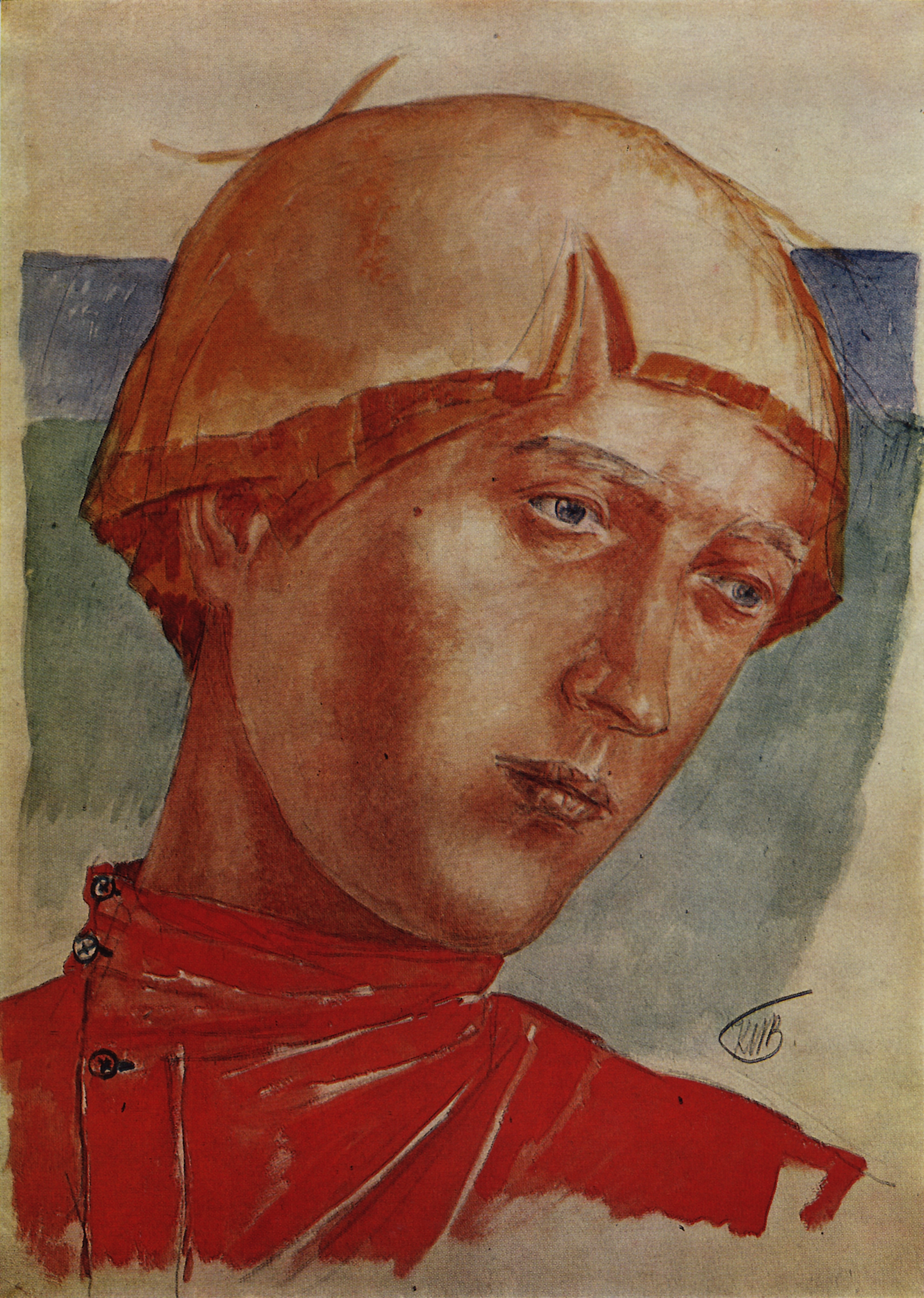 Петров-Водкин. Голова юноши. 1918