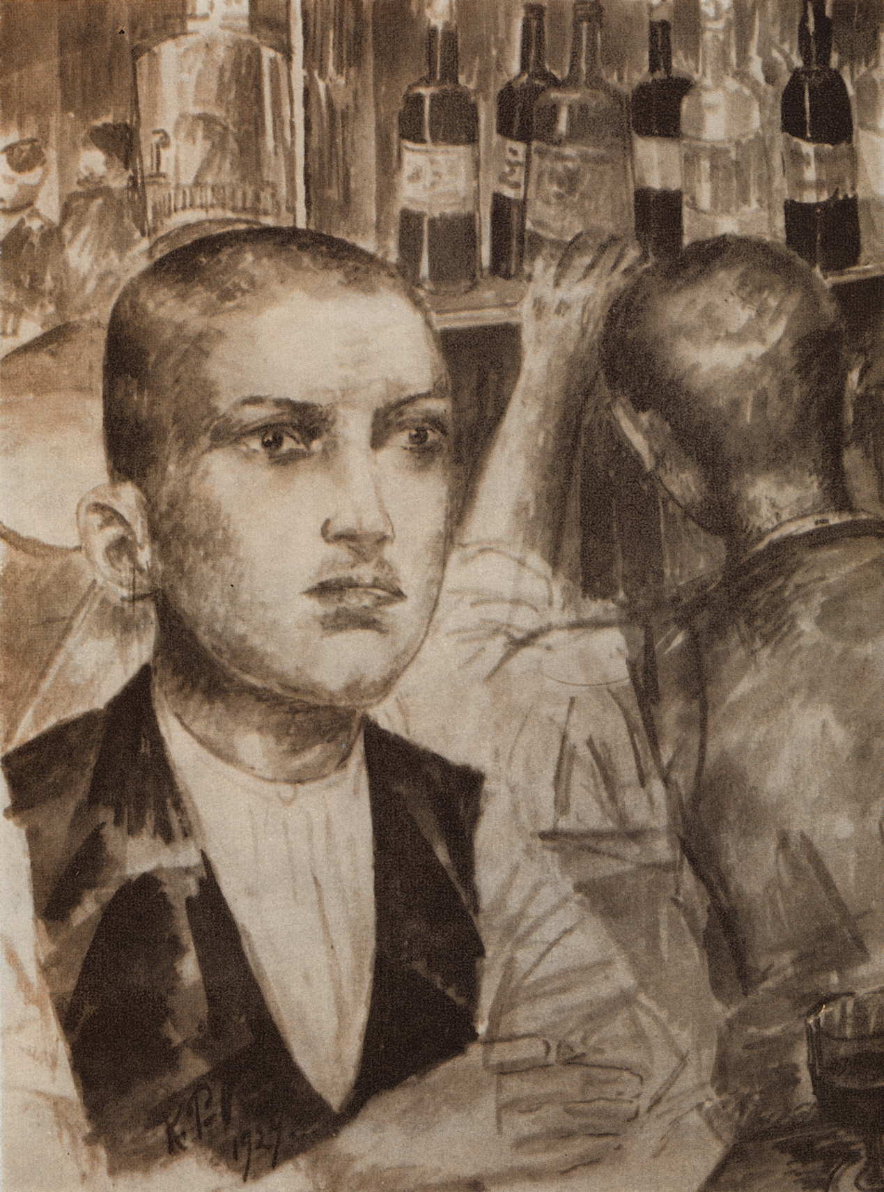Петров-Водкин. Гарсон парижского кафе. 1924