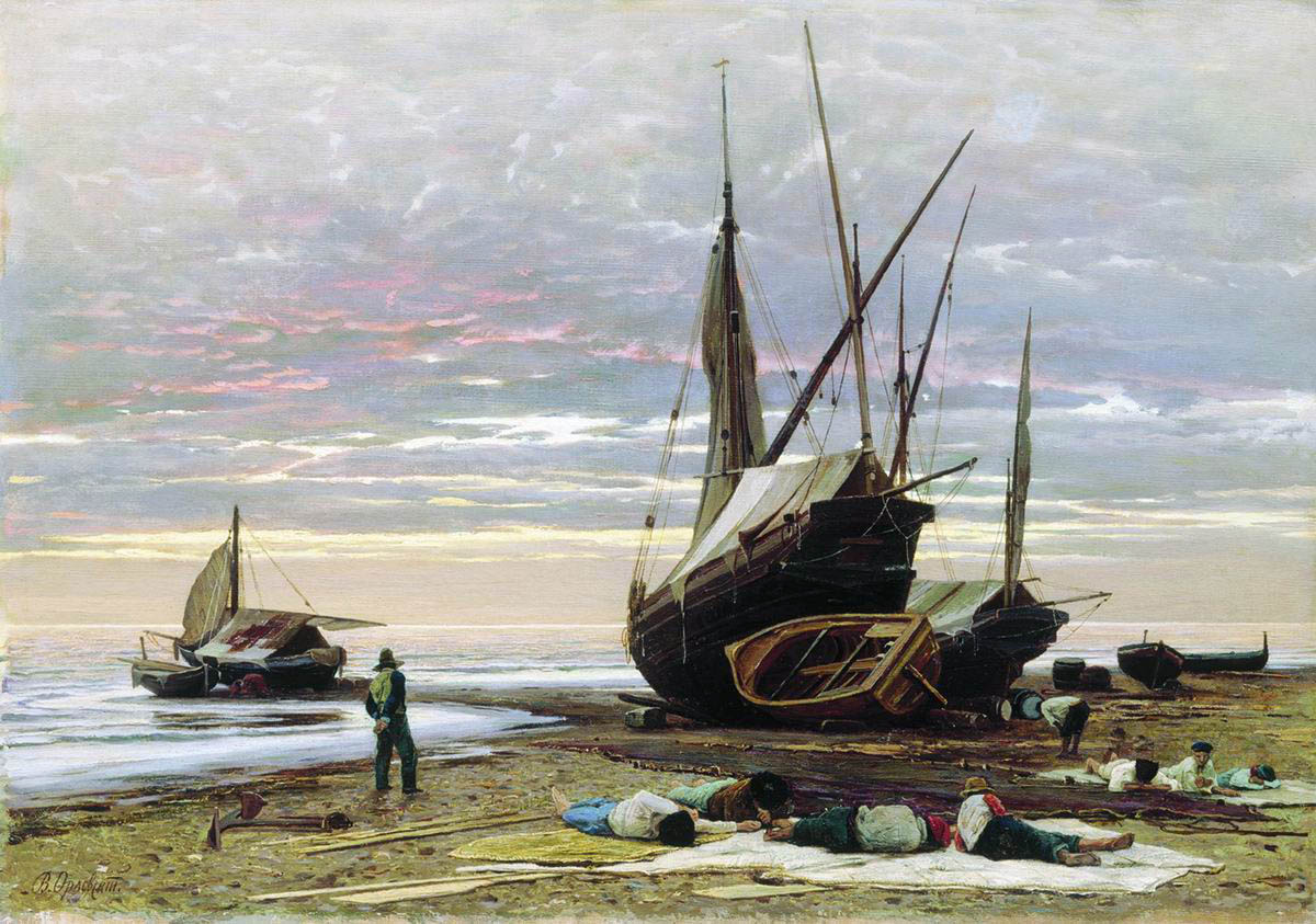Орловский В.. Вечер. Берег моря. 1874