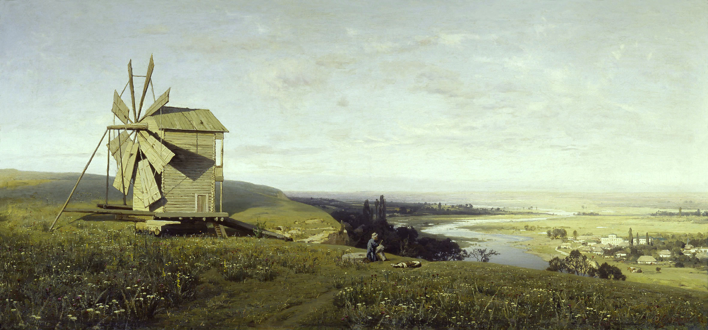 Орловский В.. Украинский пейзаж с ветряной мельницей. 1882
