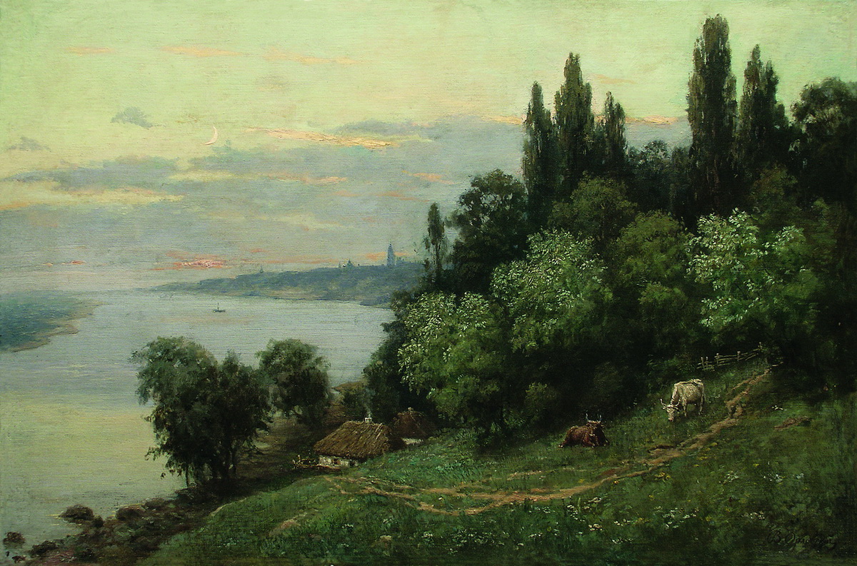 Орловский В.. Закат над рекой. 1890