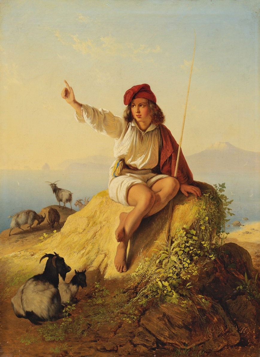 Нефф. Неаполитанский пастушок на берегу моря, освещенный восходящим солнцем. 1841