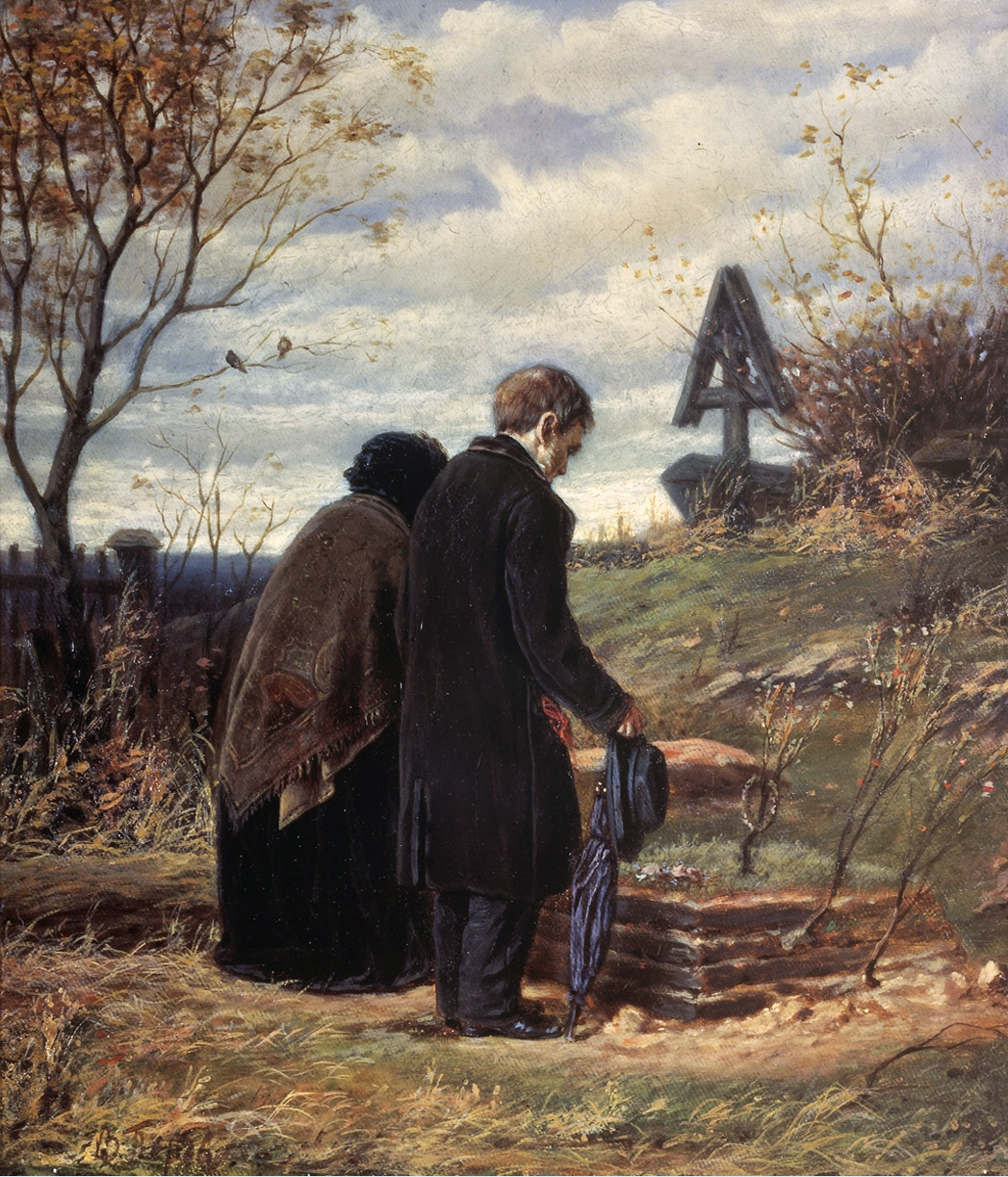 Перов. Старики-родители на могиле сына. Первая половина 1870-х