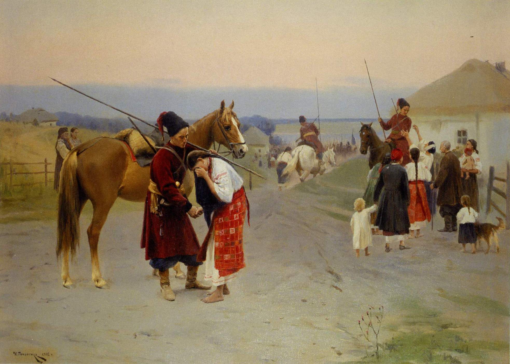 Пимоненко. В поход (Проводы казаков) . 1902