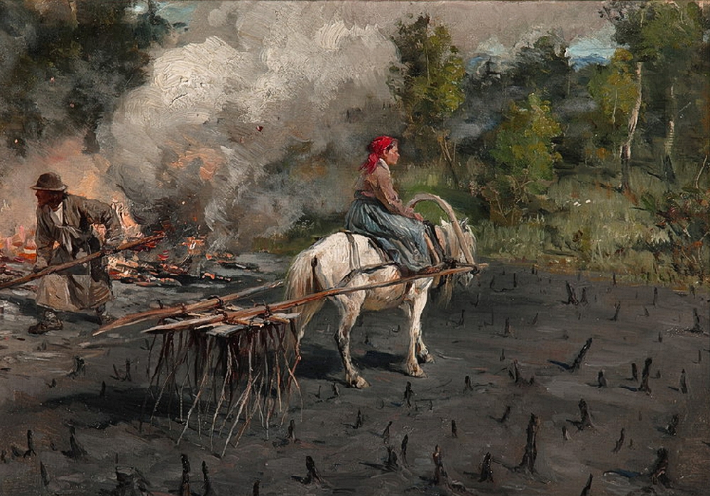 Прянишников. Приготовление почвы для посева льна в Вологодской губернии. Вторая половина 1880-х