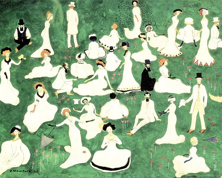 Малевич. Отдых (Общество в цилиндрах). 1908