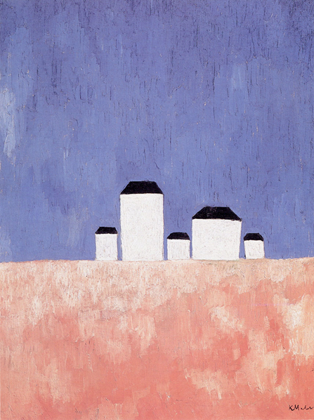 Малевич. Пейзаж с пятью домами. 1928-1929