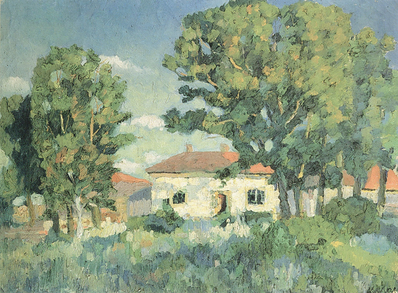 Малевич. Пейзаж с белыми домами. Около 1929