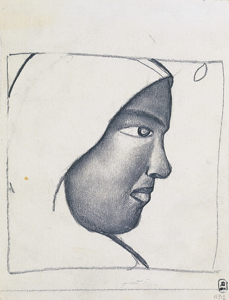 Малевич. Женская голова в профиль. 1901-1911