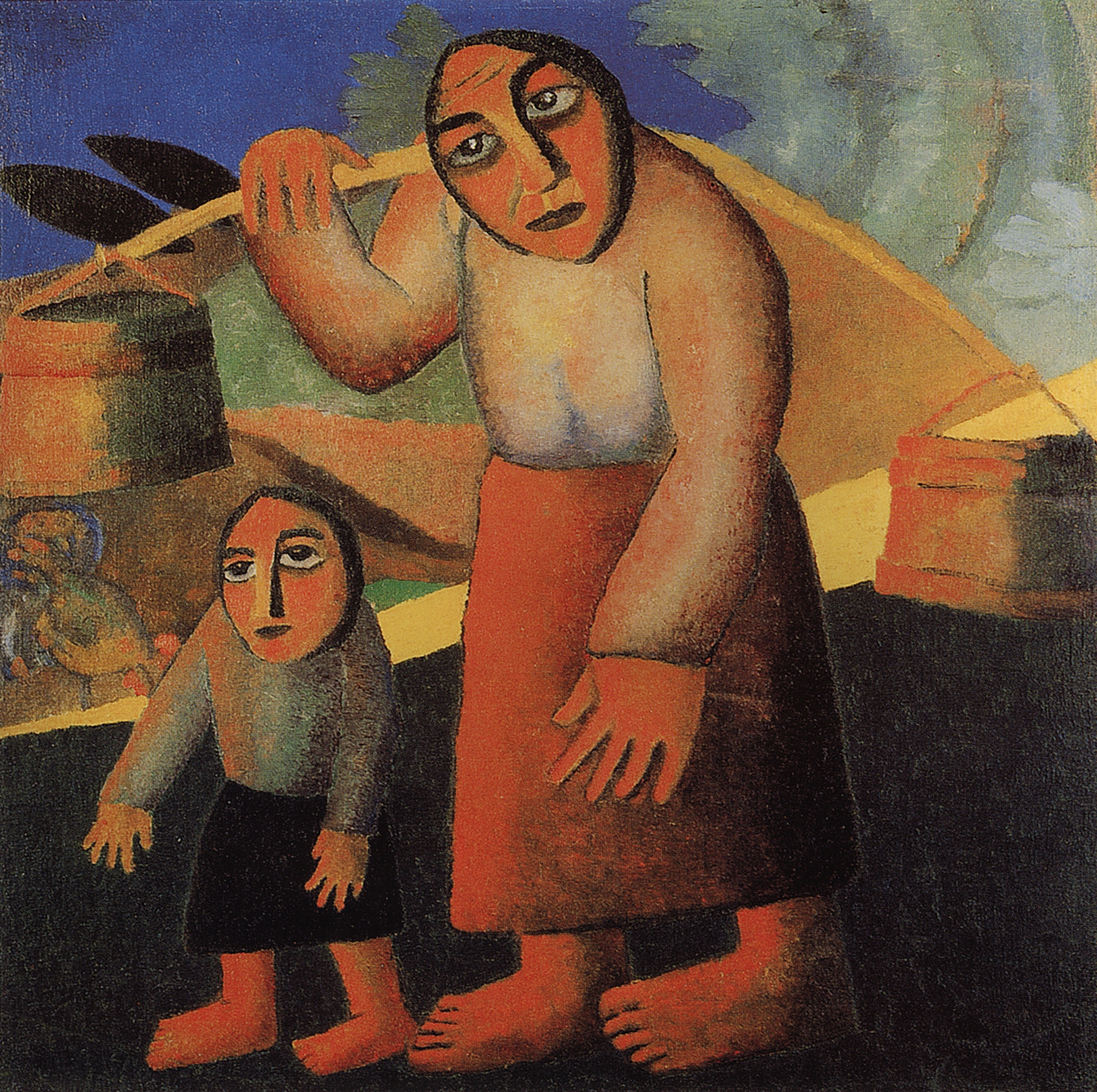Малевич. Крестьянка с ведрами и ребенком. Окол 1912