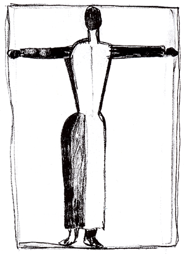 Малевич. Фигура в виде креста с поднятыми руками. Около 1930