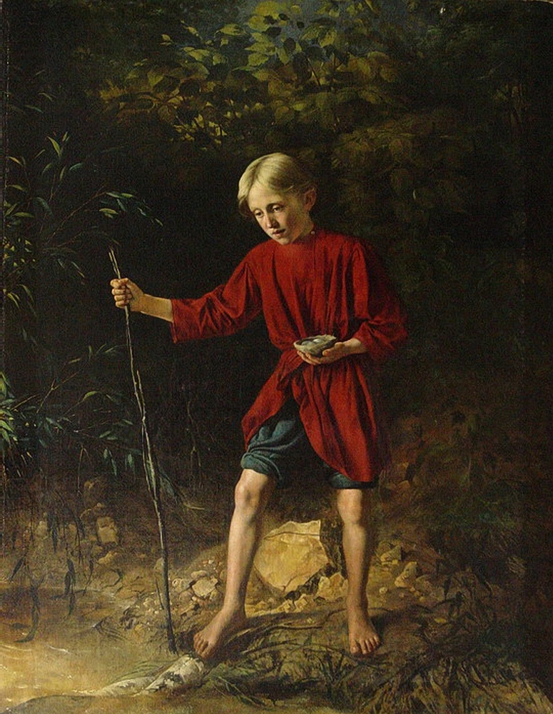 Пукирев. Мальчик с птичьим гнездом. 1856
