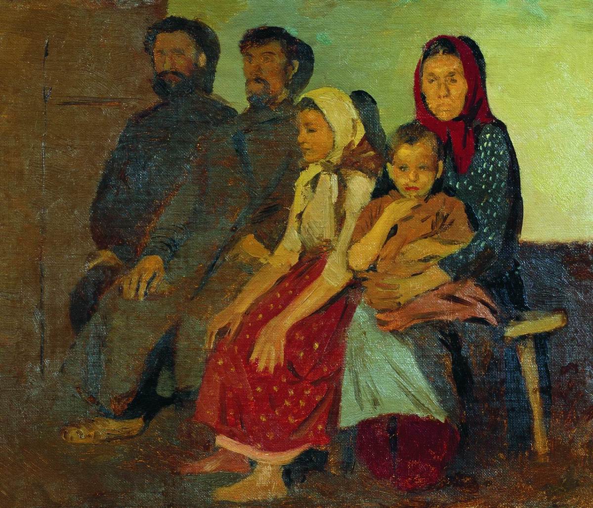 Рябушкин. Ожидание новобрачных от венца в Новгородской губернии. 1890-1891