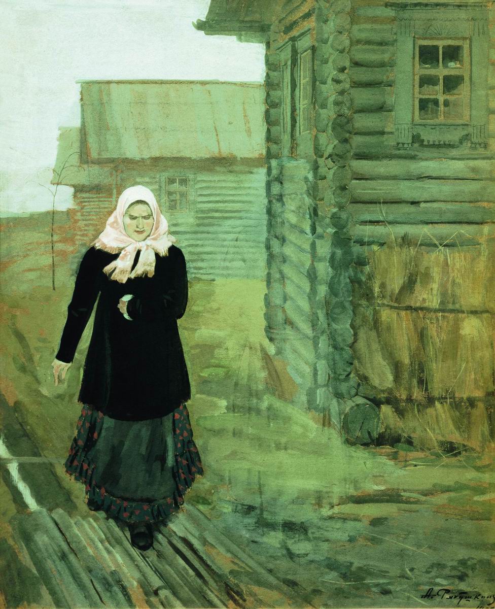 Рябушкин. В деревне. К обедне. 1903