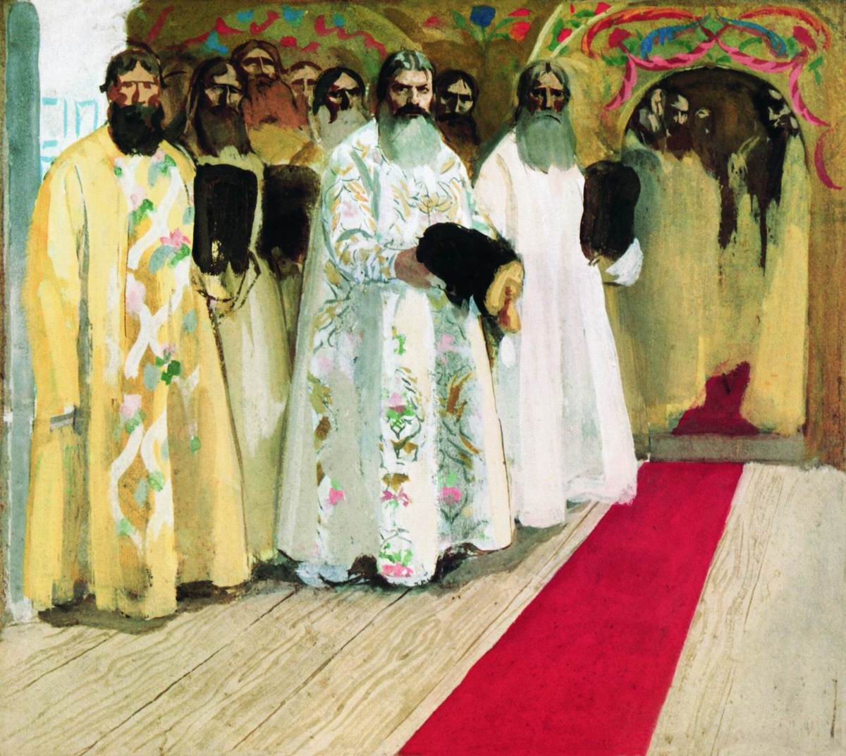 Рябушкин. Ожидают выхода царя. 1901