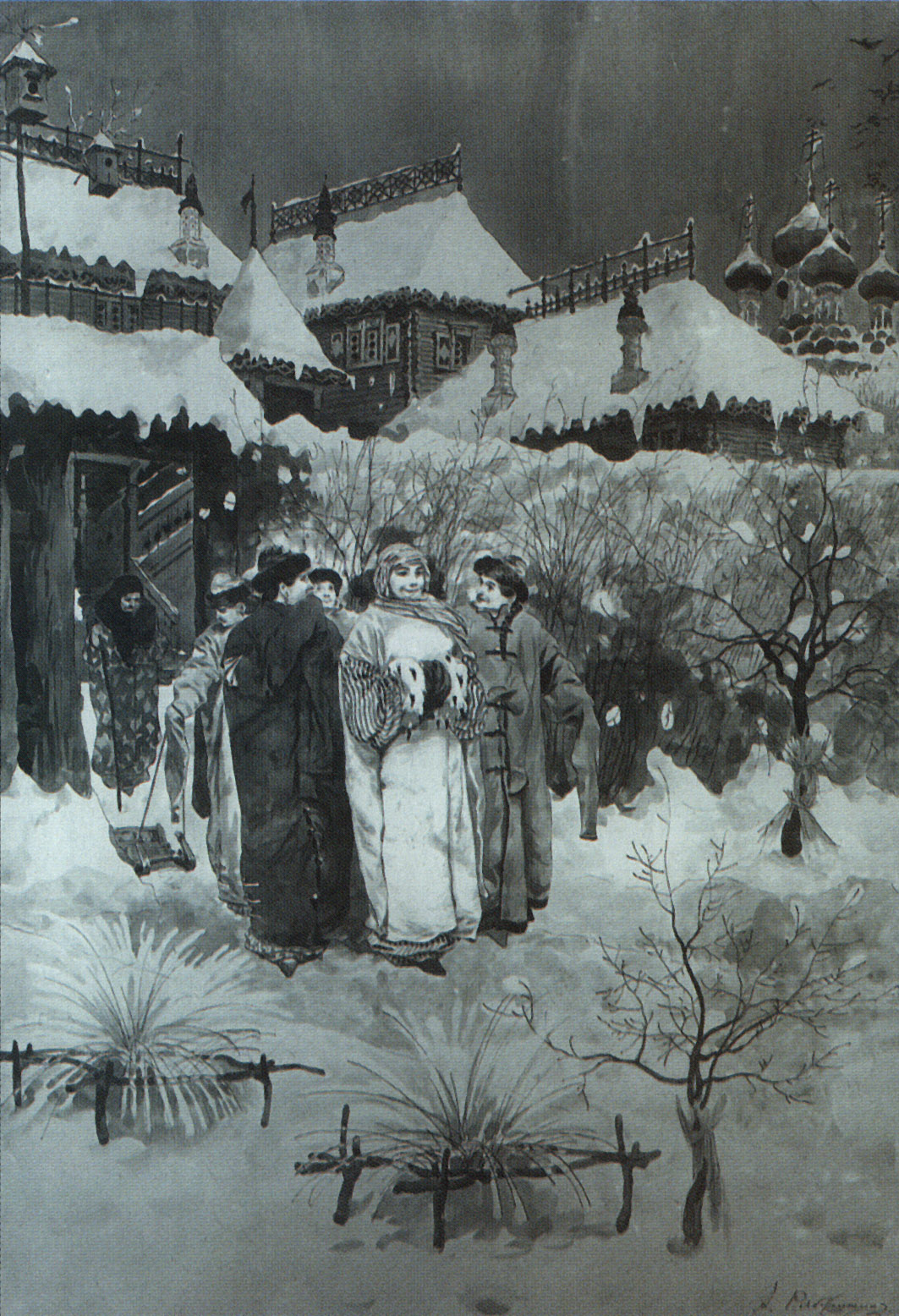 Рябушкин. Выход боярышни с няньками в сад. 1893