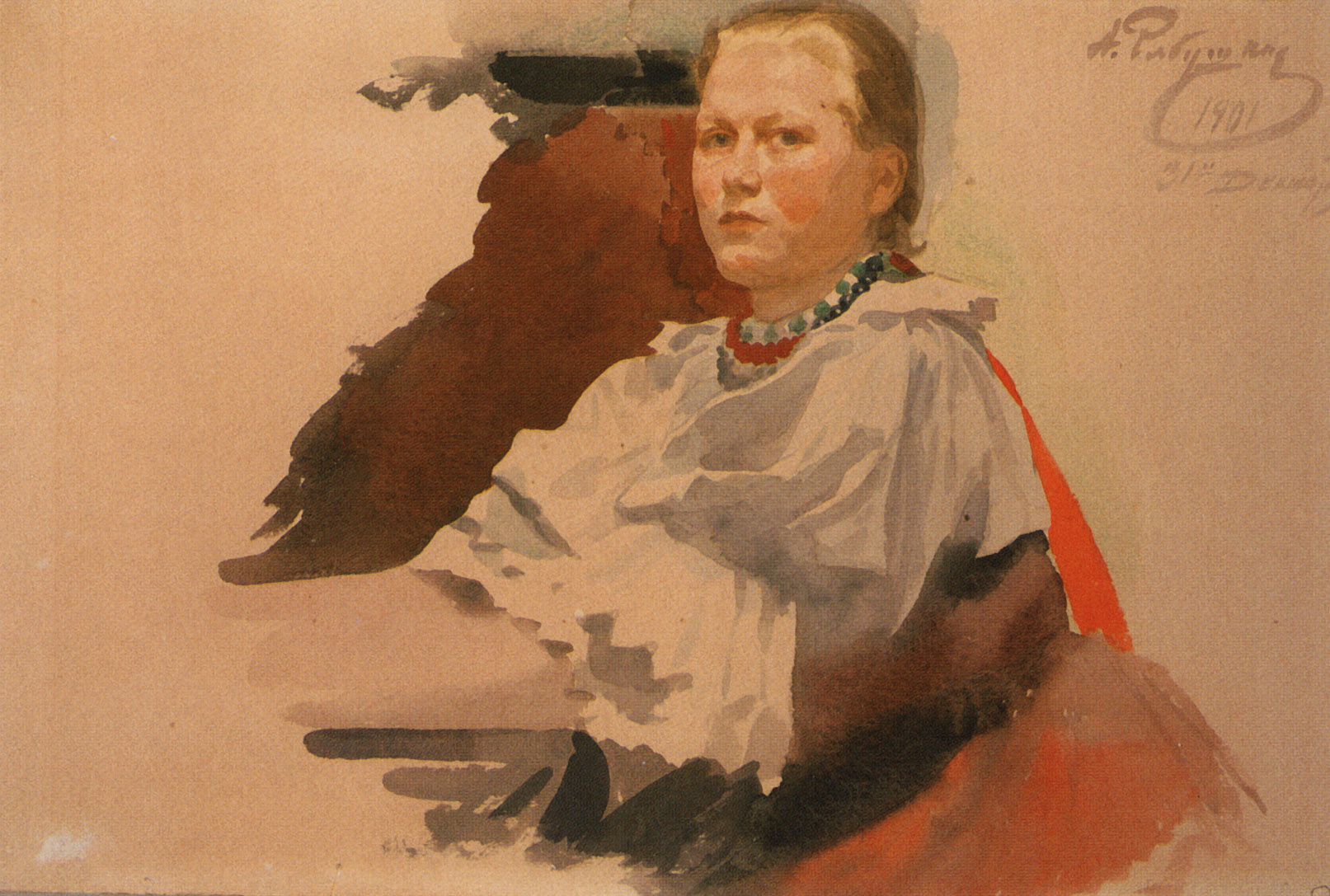 Рябушкин. Девушка в русском костюме. 1901