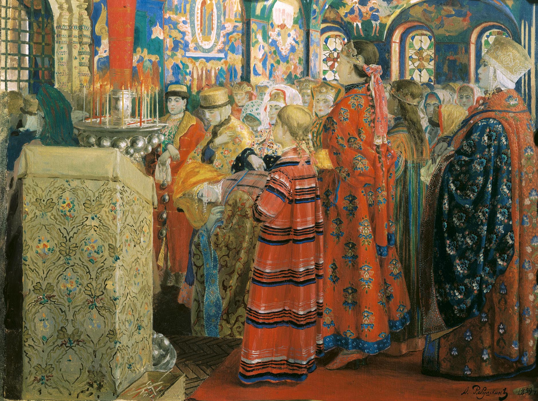 Рябушкин. Русские женщины XVII столетия в церкви. 1899