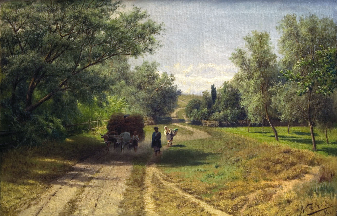 Сергеев. Повозка у околицы. 1893