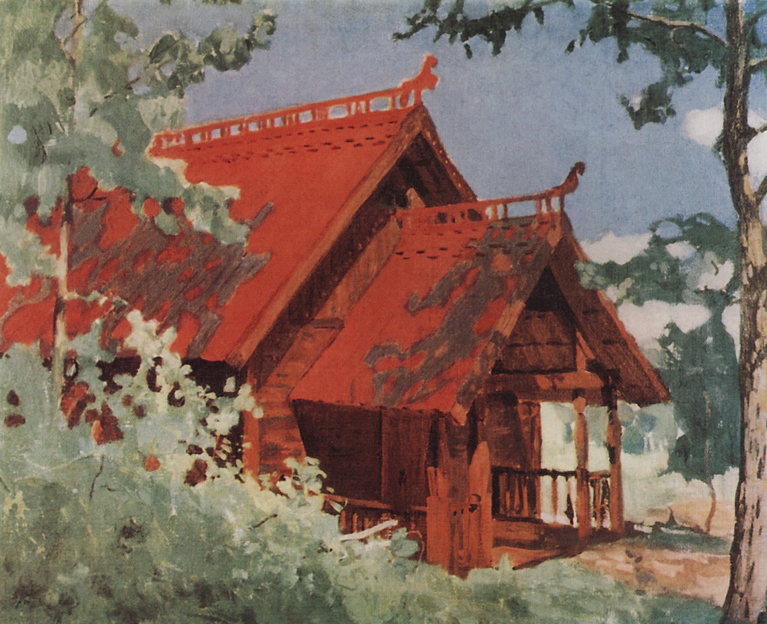 Рылов. Красный домик. Мастерская Рылова на берегу Волги. 1910