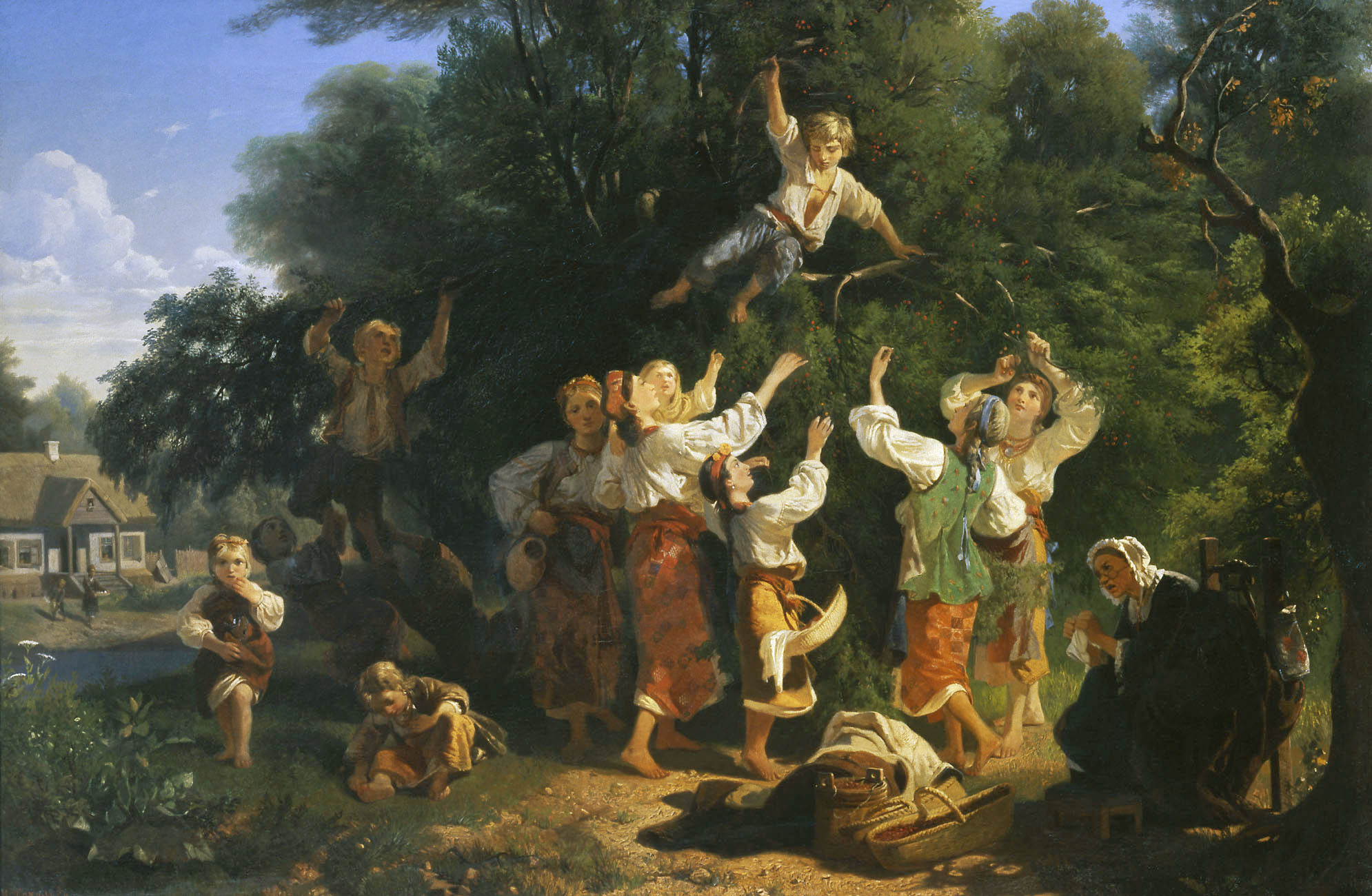 Соколов И.. Сбор вишни в помещичьем саду на Украине. 1858