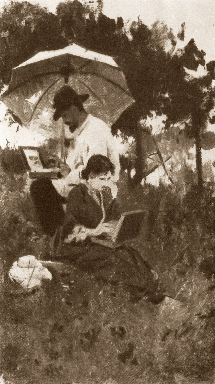 Степанов А.С.. И.И.Левитан и С.П.Кувшинникова на этюдах. 1887
